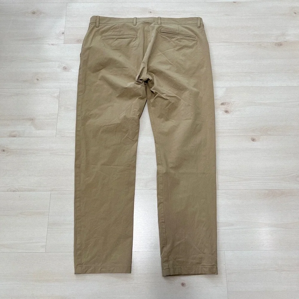 J.Crew Stretch Chino Pants Men's 36 X 32 Beige Flat Front Zip Pockets 484 Slim